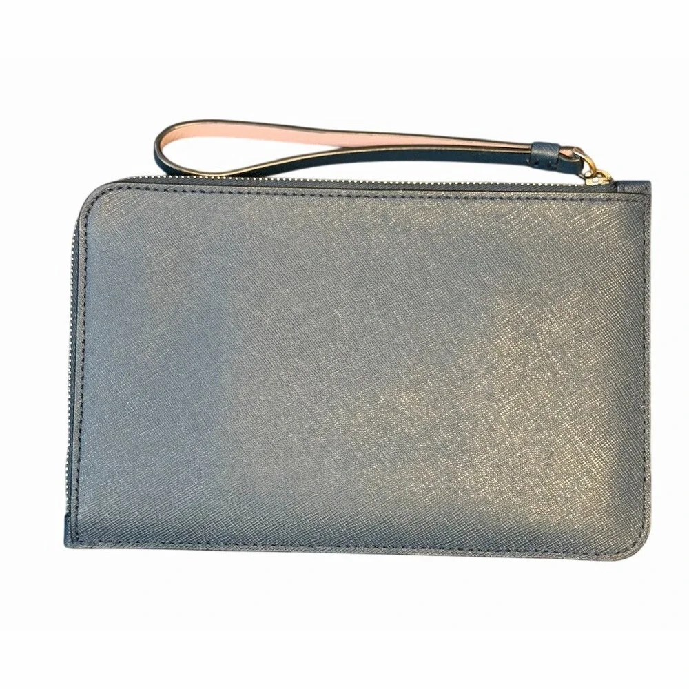 Kate Spade New York Wristlet Wallet Blue Zip Closure With Strap